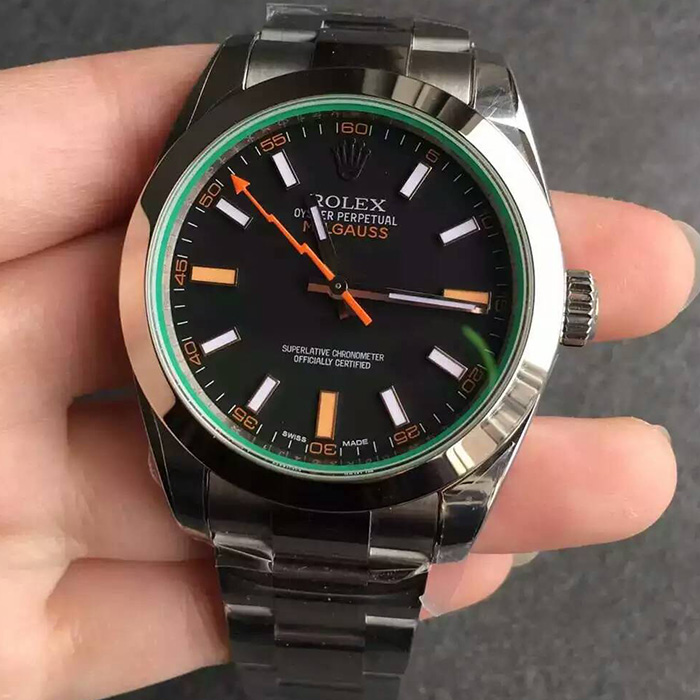 【JF廠】勞力士（Rolex）勞力士MILGAUSS系列116400-GV-72400閃電綠玻璃黑面自動機械壹比壹精仿男錶