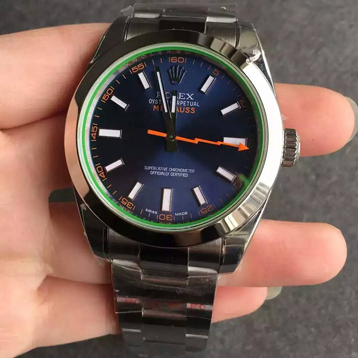 【JF廠】勞力士（Rolex）MILGAUSS系列116400-GV-72400閃電綠玻璃藍面自動機械壹比壹精仿男錶