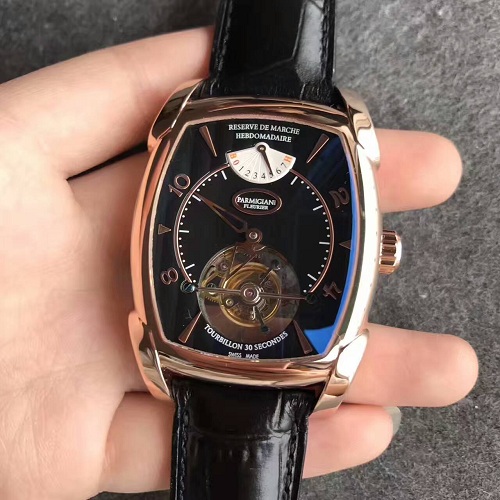 帕瑪強尼TOURBILLON系列男士手動陀飛輪V2升級版黑面金殼壹比壹精仿手錶