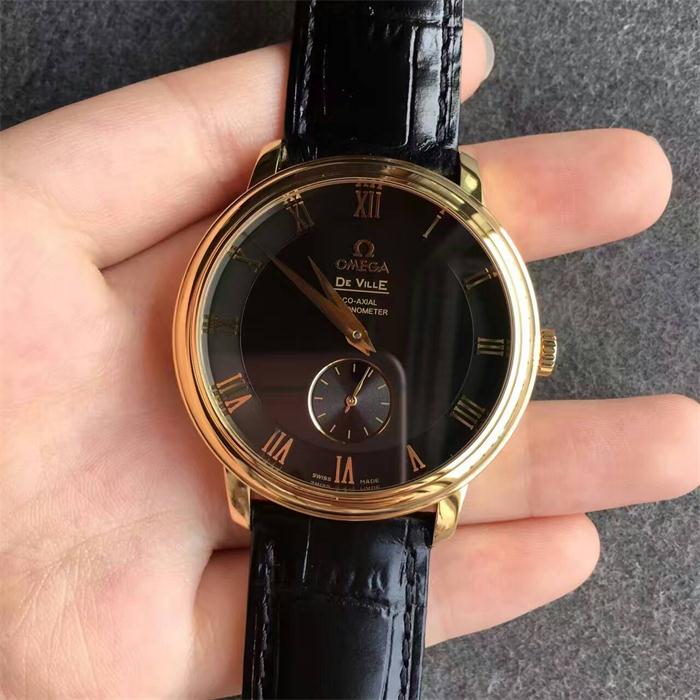 【MK超A】歐米茄（Omega）碟飛兩針半黃金殼黑面壹比壹男士精仿手錶