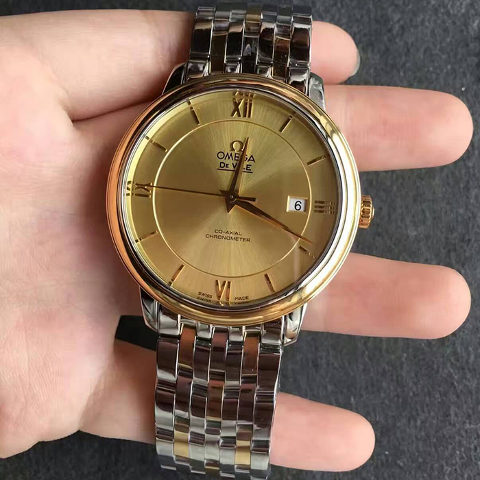 【MK超A】歐米茄（Omega）碟飛典雅系列超薄款間黃金鋼帶版金面條丁男士壹比壹精仿手錶