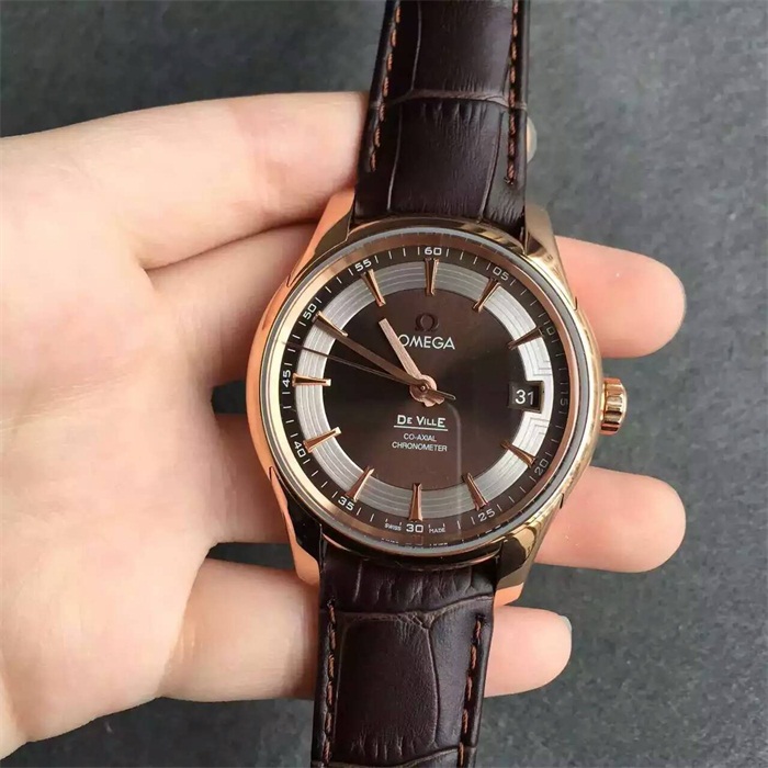 【V6超A】歐米茄（Omega）碟飛系列玫金咖面男士自動機械壹比壹精仿手錶
