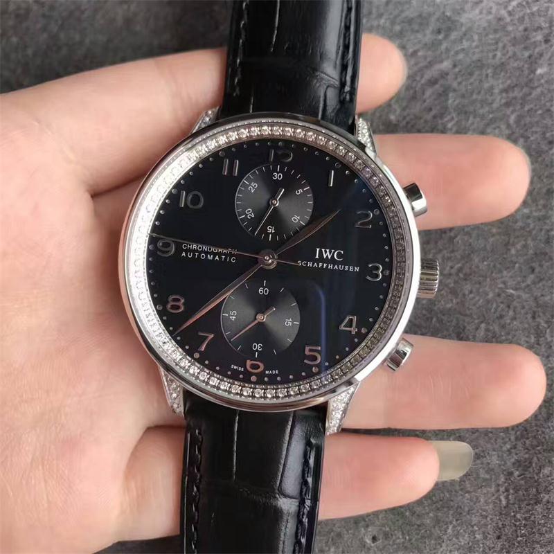 【ZF廠超A】萬國（IWC）葡萄牙計時超薄V2升級版鉆圈黑面壹比壹自動機械精仿男錶