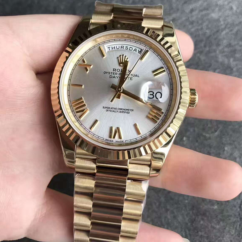 【N廠超A】勞力士（Rolex）巴塞爾錶展星期日歷型40毫米全金白面228238-83418壹比壹精仿男錶