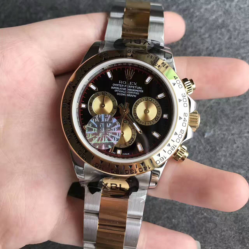 【JF廠超A】勞力士（Rolex）迪通拿間金黑盤自動機械壹比壹精仿男錶