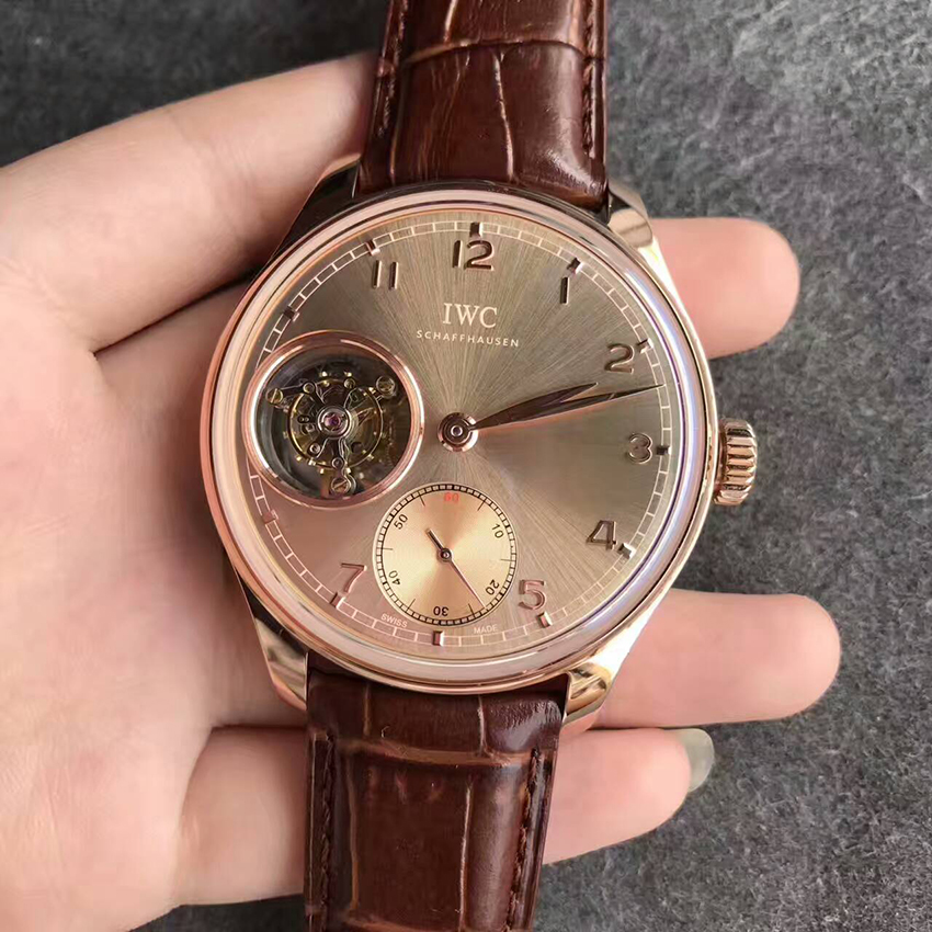 【YL廠出品】萬國（IWC）葡萄牙系列金殼香檳面自動陀飛輪壹比壹精仿手錶