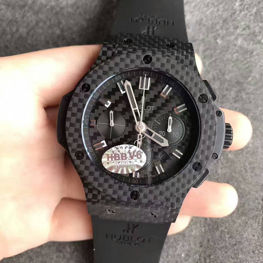 【V6超A】宇舶（Hublot）大爆炸“全黑”系列碳纖維殼男士壹比壹高仿手錶