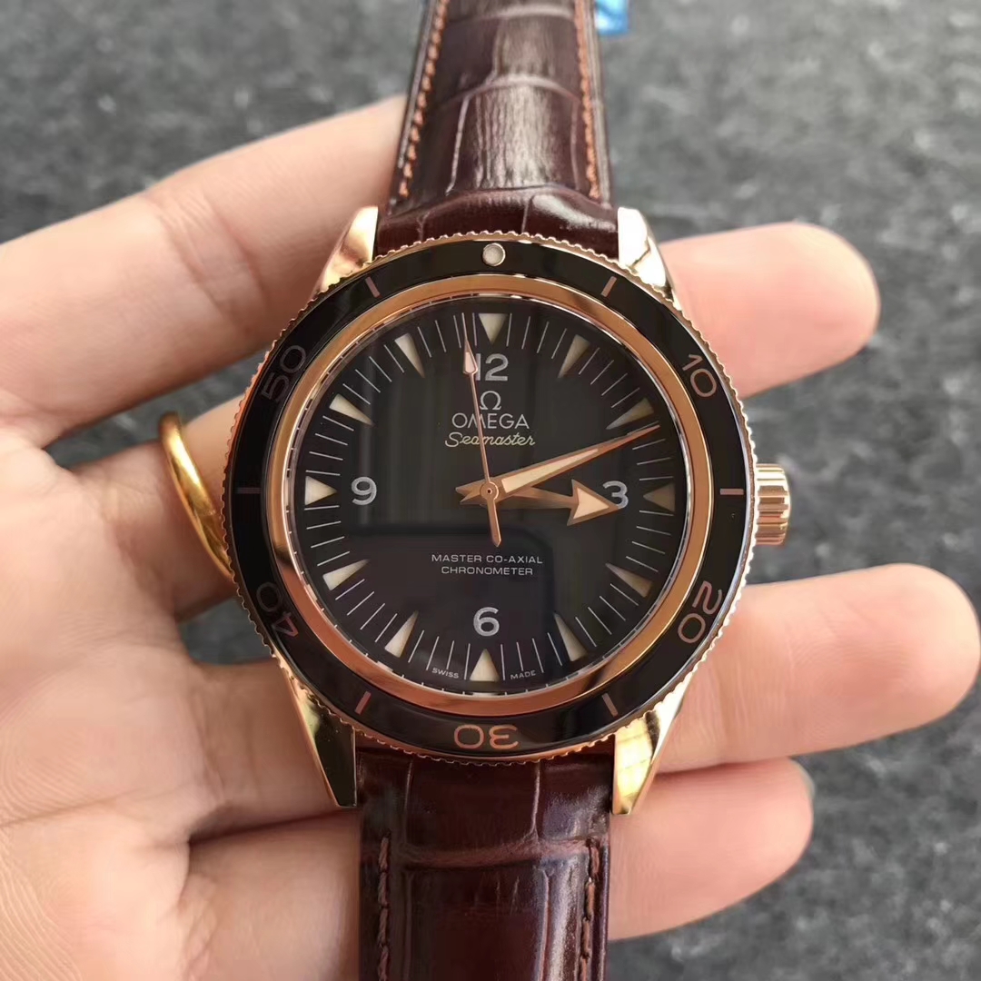 【XF廠】歐米茄（Omega）海馬300黑盤全金皮帶版壹比壹精仿手錶