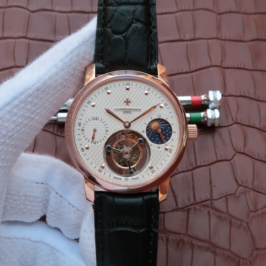 江詩丹頓動能顯示日月星辰真陀飛輪男士機械精仿手錶