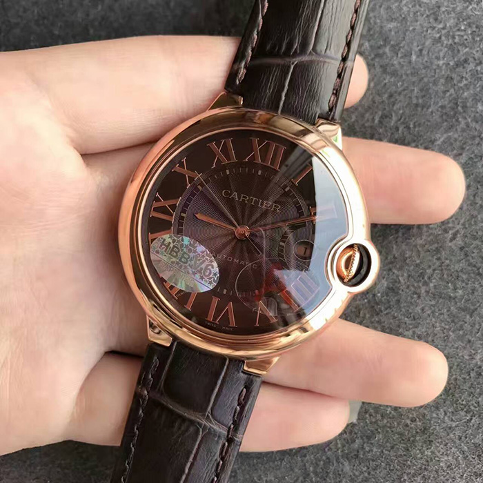 【V6廠1:1復刻】卡地亞（Cartier）大號藍氣球42毫米W6920037玫金咖啡面男款自動機械精仿手錶