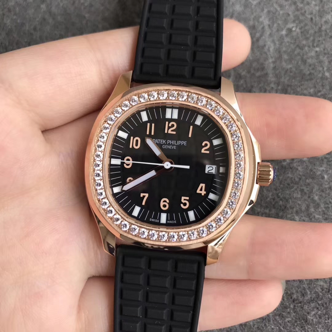 【臺灣廠】百達翡麗AQUANAUT 5067系列鉆圈錶金殼黑面女士壹比壹精仿手錶