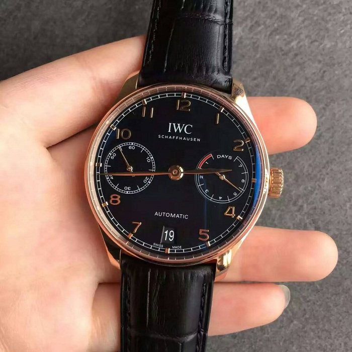 【ZF廠超A】萬國（IWC）葡萄牙系列葡七金殼黑面IW500125男士自動機械壹比壹精仿手錶