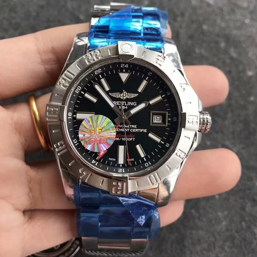 【GF廠】百年靈（Breitling）挑戰者黑面鋼帶版壹比壹精仿手錶