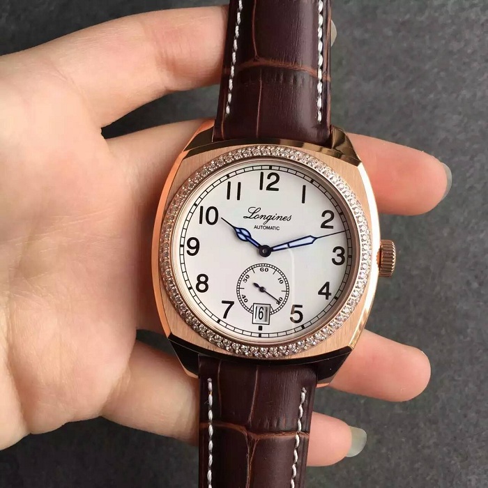 【TF廠】浪琴（Longines）經典復古系列兩針半金殼白面鉆圈自動機械精仿男錶價格/圖片