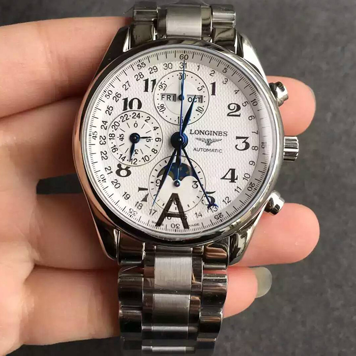 【JF廠】浪琴（Longines）名匠系列八針月相精仿男錶