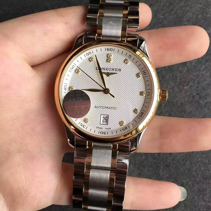 【MK廠壹比壹】浪琴（Longines）名匠系列6點單歷超薄間金鉆丁白面自動機械精仿男錶價格/圖片