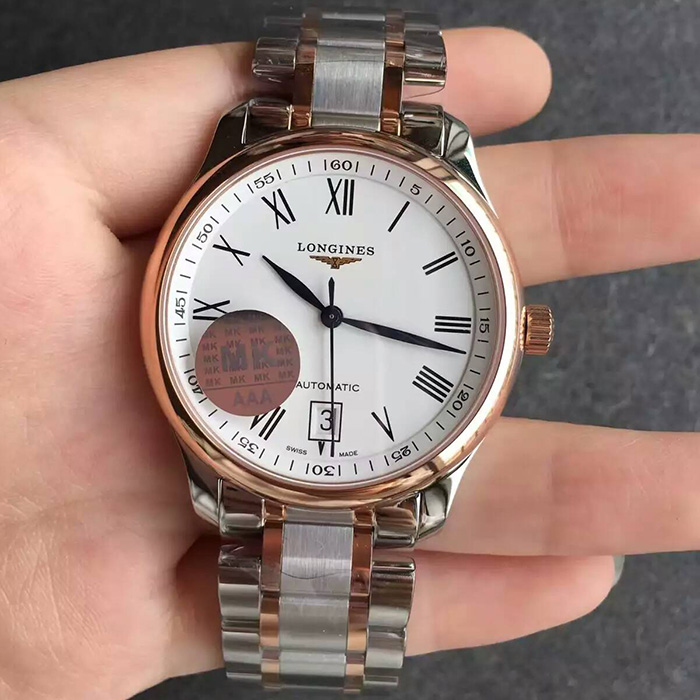 【MK廠壹比壹】浪琴（Longines）名匠系列6點單歷超薄間玫金羅馬字面自動機械精仿男錶價格/圖片