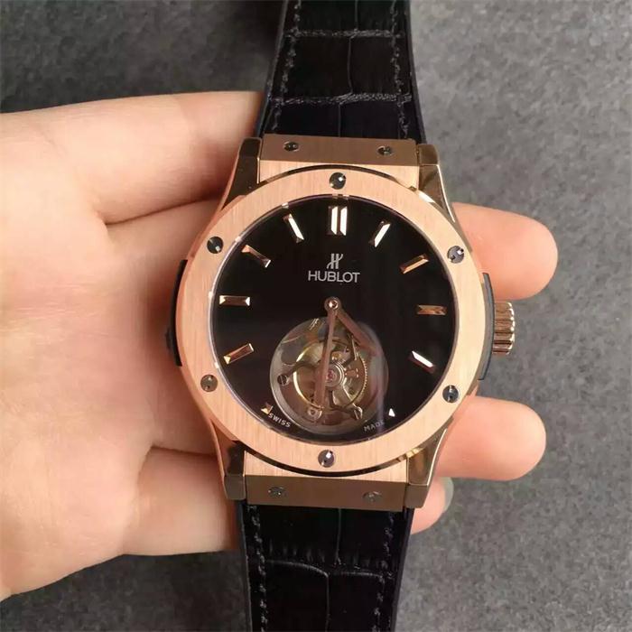 【HF廠】宇舶Hublot（恒寶）經典融合系列玫金殼手動陀飛輪機械精仿手錶