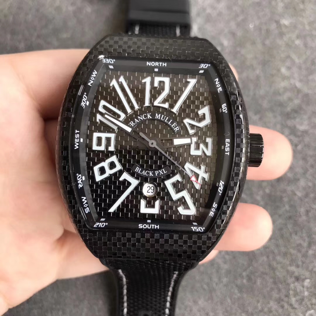 法蘭克穆勒Vanguard V45系列25周年紀念款黑格紋殼精仿手錶