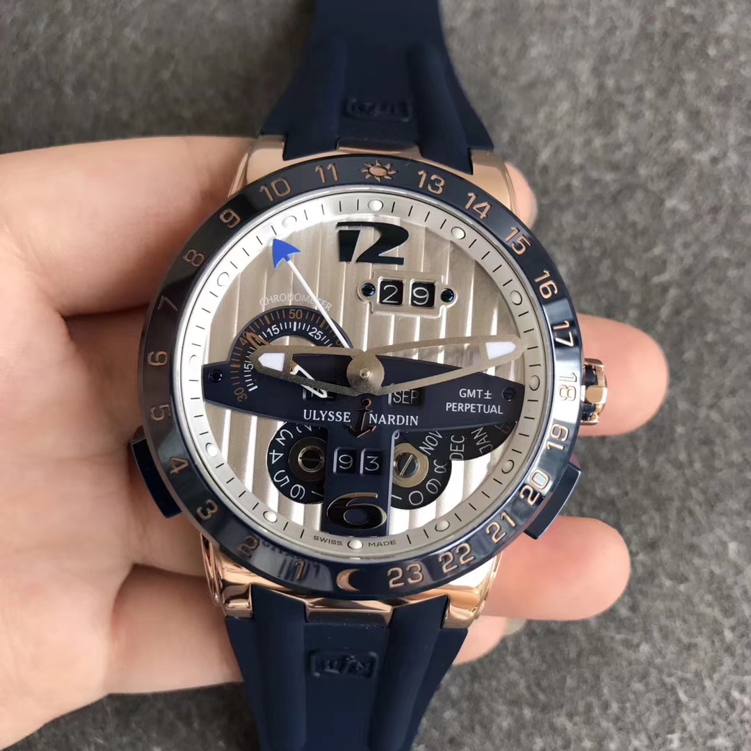 【TWA廠超A】雅典（Ulysse Nardin）復雜功能系列金殼白面萬年歷壹比壹精仿手錶