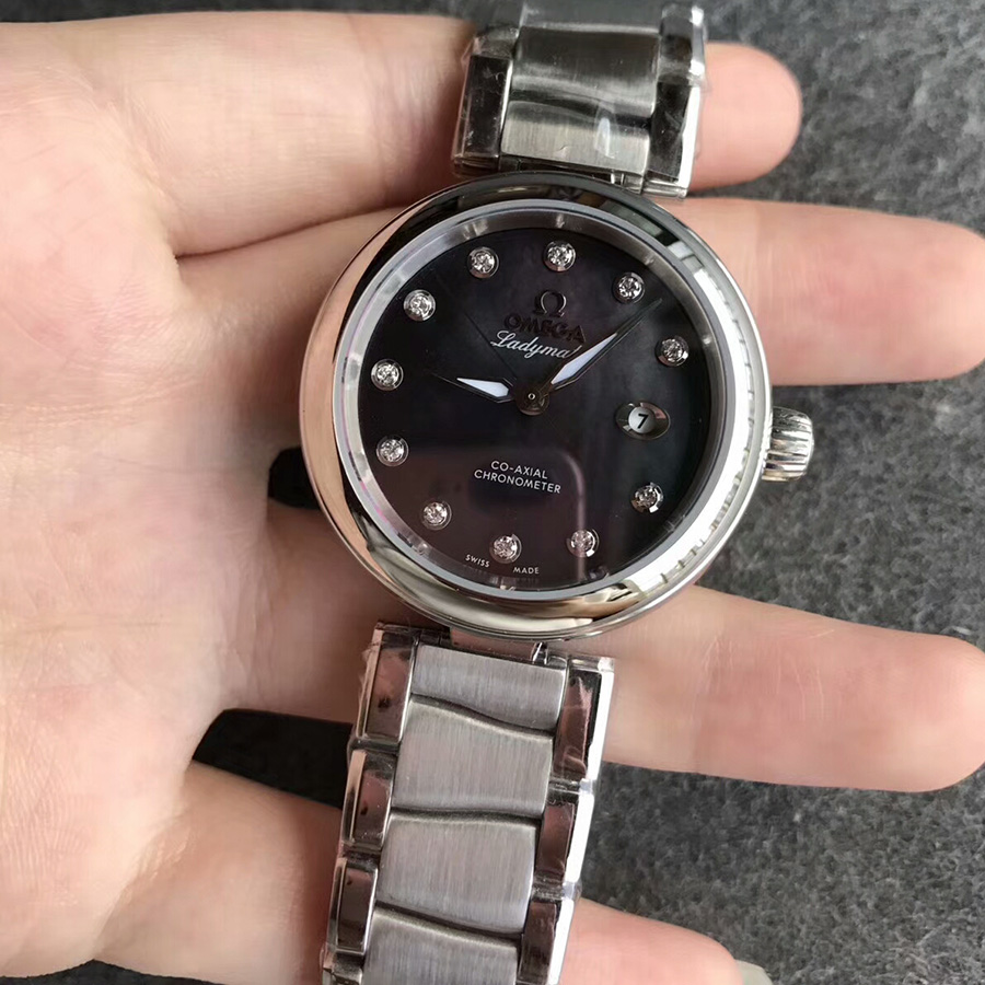 【V6廠】歐米茄（omega）碟飛鳥巢系列黑貝母盤淑女款壹比壹精仿手錶