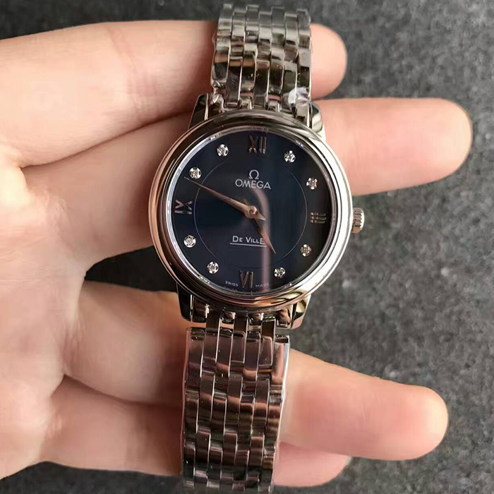 【MK廠】歐米茄（Omega）碟飛系列女款石英藍面鉆丁女士石英精仿手錶
