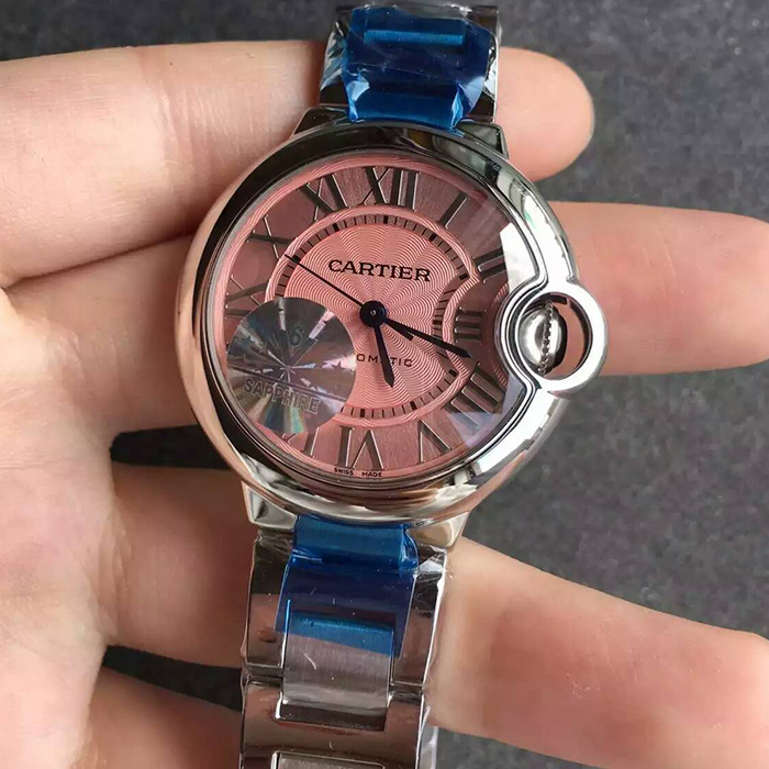 【V6廠超A】卡地亞（Cartier）藍氣球33毫米粉面壹比壹自動機械精仿女錶