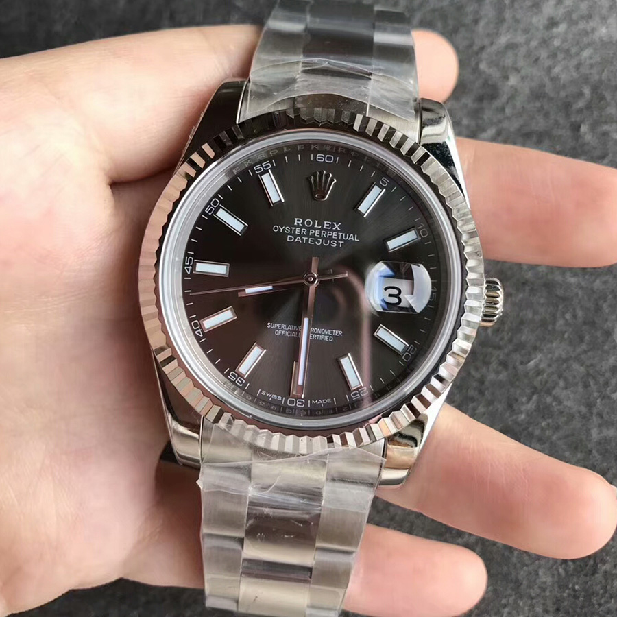 【N廠】勞力士（Rolex）2017新款日誌型41灰面條丁壹比壹精仿手錶