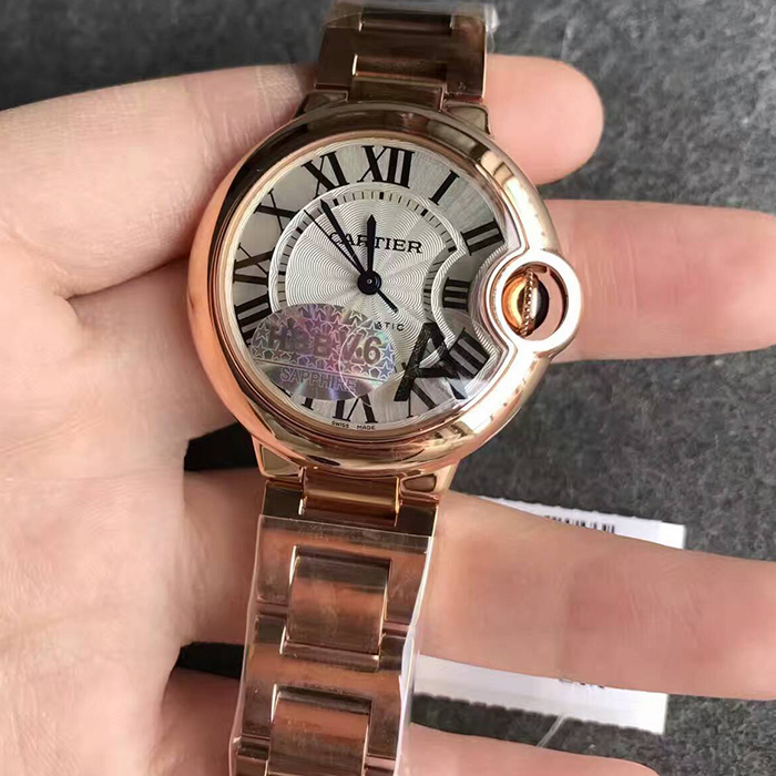 【V6廠超A】卡地亞（Cartier）藍氣球女款33毫米玫金自動機械壹比壹女錶