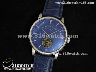 高仿朗格A LANGE SOHNE手表 周年纪念系列 陀飞轮 蓝色表盘 蓝色皮带 亚洲23J机芯 ALS0022