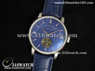 高仿朗格A LANGE SOHNE手表 周年纪念系列 陀飞轮 蓝色表盘 蓝色皮带 亚洲23J机芯 ALS0023