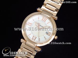 高仿萧邦Chopard手表 Imperiale系列 18k玫瑰镀金 白色表盘 玫瑰金表链 女生瑞士石英表 CP0004