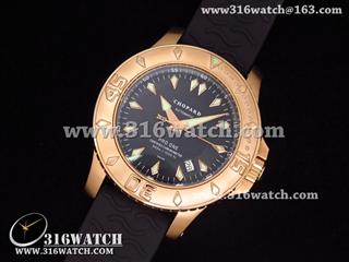 高仿萧邦Chopard手表 Louis-Ulysse系列 18K玫瑰金电镀 黑色表盘 黑色橡胶带 瑞士ETA-2824机芯 CP0009