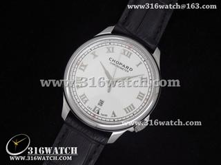 高仿萧邦Chopard手表 Louis-Ulysse系列 LUC1937 白面罗马表盘 黑色皮带 瑞士ETA-2824机芯 CP0010