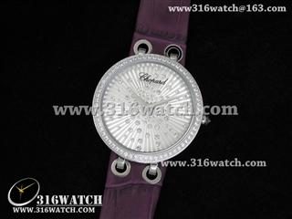 精仿 萧邦Chopard手表 Xtravaganza系列镶钻边框 银色表盘 紫色皮带 女士瑞士石英表 CP0023