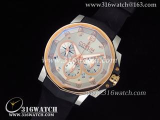 1:1高仿昆仑Corum-海军上将杯系列 银色表盘 黑色橡胶表带 亚洲计时7753机芯 CM0001