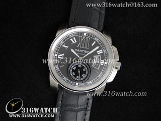 高仿卡地亚CARTIER-CALIBRE DE CARTIER系列 W7100014男士机械表 黑色表盘 黑色牛皮表带 CTR0003