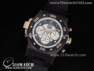 精仿1:1 海赛珂Hysek-深渊探险家系列 PVD 白/黑色表盘 黑色橡胶带 亚洲计时7750机芯 JH0006