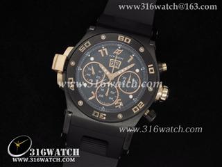 海赛珂Hysek-深渊探险家系列 PVD 黑色表盘 黑色橡胶带 亚洲计时7750机芯 1:1高仿手表 JH0010