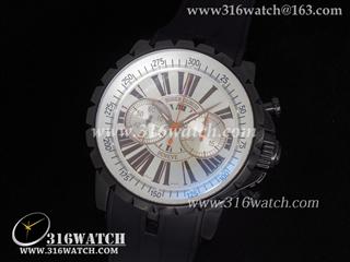 高仿豪爵Roger Dubuis手表 Chronoexcel系列 黑色PVD表壳 黑色表盘 黑色橡胶带 亚洲计时7750机芯 RD0007