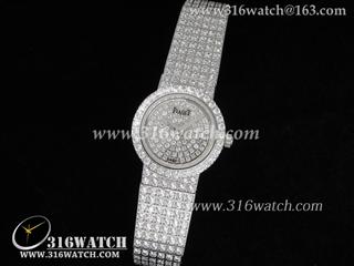 高仿伯爵Piaget-Tradition系列 镶钻表盘 镶钻精钢表链 24mm女士瑞士石英表 PG0018