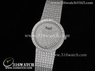 高仿伯爵Piaget-Tradition系列 镶钻表盘 镶钻精钢表链 33mm女士瑞士石英表 PG0019