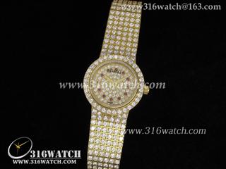 高仿伯爵Piaget-Tradition系列 18 k黄金镀 镶钻表盘 女士瑞士石英表 PG0021