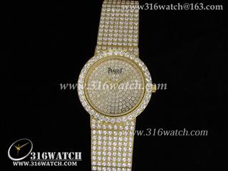 高仿伯爵Piaget-Tradition系列 33mm女士手表 18k黄金镀 镶钻表盘 瑞士石英 PG0023