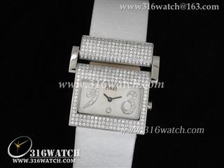 高仿伯爵Piaget-Limelight系列 3 9数字镶钻表盘 白色尼龙带 女装瑞士石英手表 PG0007