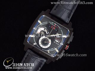 高仿豪雅TAG Heuer - 摩纳哥系列 LS Calibre12 PVD表壳 黑色表盘 日本石英计时机芯 TAG0001