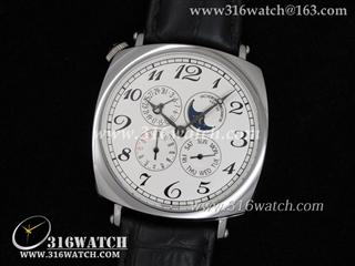 高仿江诗丹顿Vacheron Constantin-历史名作系列 万年历男士机械表 白色表盘 黑色皮带 VC0006
