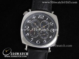 高仿江诗丹顿Vacheron Constantin-历史名作系列 万年历男士机械表 黑色表盘 黑色皮带 VC0007