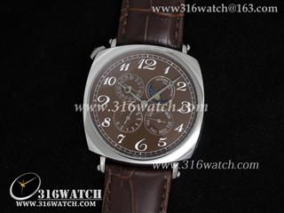 高仿江诗丹顿Vacheron Constantin-历史名作系列 万年历男士机械表 咖啡色表盘 棕色皮带 VC0008