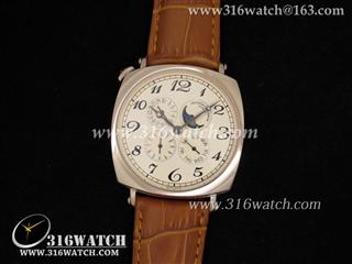 高仿江诗丹顿Vacheron Constantin-历史名作系列 万年历男士机械表 18K玫瑰金镀表壳 金色表盘 棕色皮带 VC0010